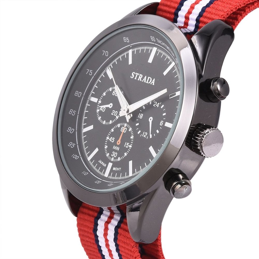 STRADA Watch with Multi Color Stripe Pattern - Picture 3 of 5